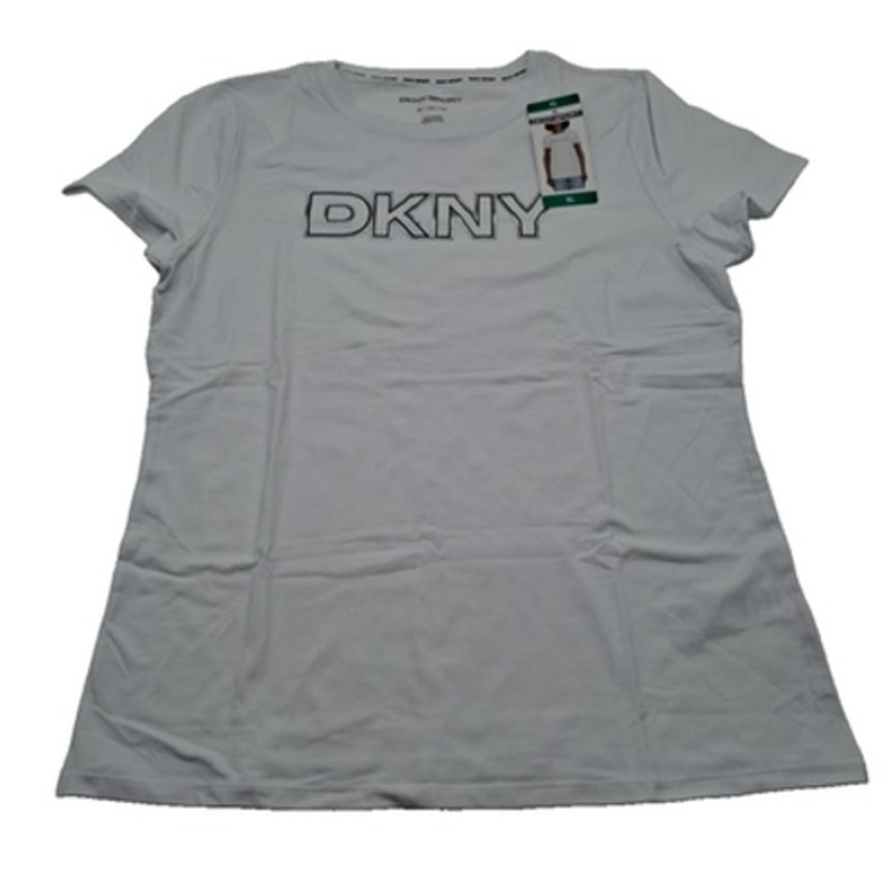 DKNY Sport Womens Logo T-Shirt White Crew Neck Short Sleeve Top XL New